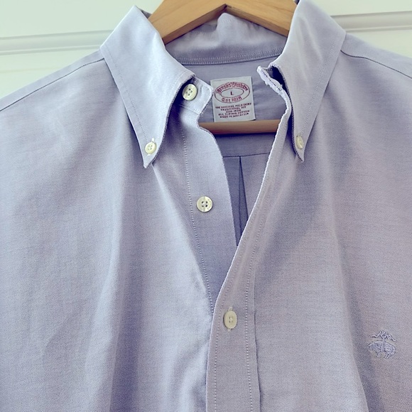 Brooks Brothers The Original Polo Shirt Non Iron Size L - Purple - Picture 3 of 3